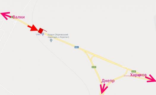 Билборд B в Люботине, 3х6  Траса Київ-Харків-461 км-біля АЗС ОВІС у р-ні Люботина - у бік Харкова схема