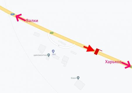 Билборд B в Люботине, 3х6  Траса Київ-Харків-461 км-біля АЗС ОВІС у р-ні Люботина -прапорець №1- у бік Харкова схема