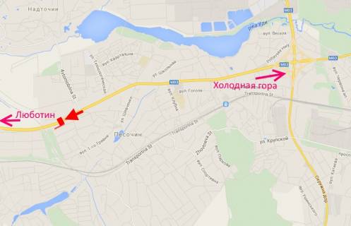 Білборд, Бігборд (Борд)  B у Пісочині, 3х6  Естакада4-сел.Пісочин-виїзд з міста в ст.трасси Київ-Харків-Довжанський схема