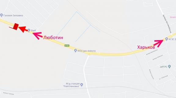 Білборд, Бігборд (Борд)  B у Коротичі Траса Київ-Харків-466 км - сел. Пісочин - біля АЗС SHELL - у бік Люботина схема