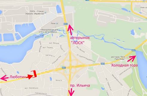 Нестандарт A в Песочине Арка-Полтавський шлях-пост Поліції-в центр схема