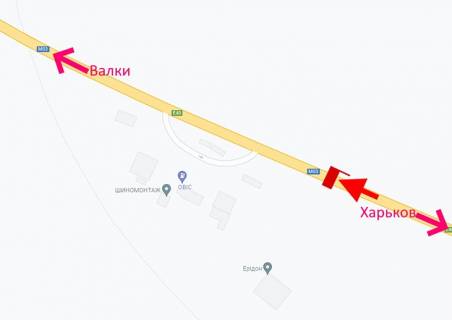 Билборд A в Люботине, 3х6  Траса Київ-Харків-461 км-біля АЗС ОВІС у р-ні Люботина -прапорець №1-у бік Валок схема