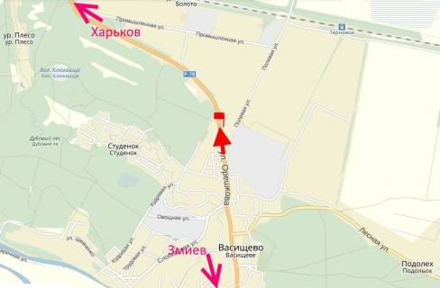 Білборд, Бігборд (Борд)  A у Васищеве, 3х6  сел. Васищеве-біля АЗС Sun Oil -прапорець №1-(у бік Харкова) схема