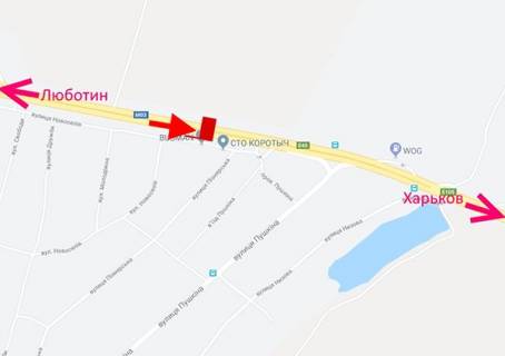 Білборд, Бігборд (Борд)  A у Коротичі Траса Київ-Харків-465 км-сел. Коротич біля СТО - у бік Харкова схема