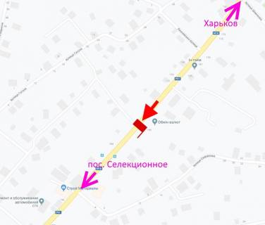 Билборд B в Мерефе Мерефа-вул. Дніпровська-пров. Гоголя-прапорець №2-у бік сел. Селекційне схема