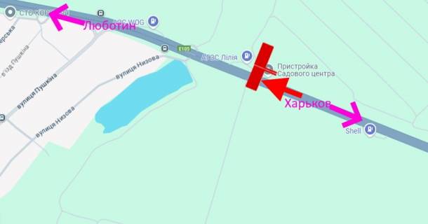 Билборд A в трасах Харкова Траса Київ-Харків-466 км-сел. Пісочин-біля АЗС Лілія-ліва-у бік Люботина схема
