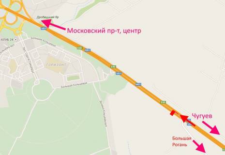 Білборд, Бігборд (Борд)  A у Харкові Пр-т Героїв Харкова - Ростовська траса біля АЗС ОККО 3 (в'їзд до міста) схема