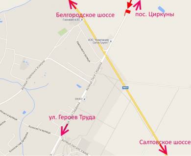 Білборд, Бігборд (Борд)  A у Харкові вул. Леся Сердюка -Кільцева дорога-6-в'їзд у місто з боку сел. Циркуни схема