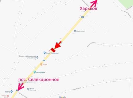 Билборд A в Мерефе Мерефа-вул. Дніпровська-вул. Кобзаря-прапорець №2-у бік сел. Селекційне схема