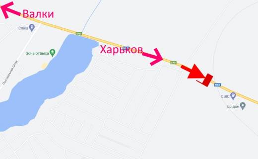 Билборд A в Люботине, 3х6  Траса Київ-Харків-461 км-біля АЗС ОВІС у р-ні Люботина -прапорець №2- у бік Харкова схема