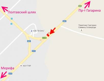 Билборд A в Высоком, 3х6  Сімферопольське шосе-сел. Високий-пост Поліції-поворот на окружну-2-виїзд із міста схема