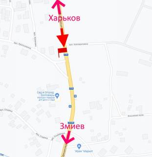 Билборд A в Васищеве, 3х6  Траса Харків-Зміїв-сел. Васищеве-вул. Орєшкова  -вул. Проселочна- у бік Змієва схема