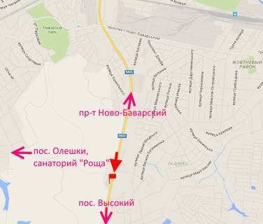 Білборд, Бігборд (Борд)  A у , , 3х6  Окружна дорога-поворот на санаторій "Роща" -флажок №1-в ст пос Високий схема