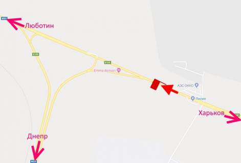 Билборд A в трасах Харкова, 3х6  Траса Київ-Харків-463 км-сел. Н. Коротич -біля АЗС ОККО та терміналу Нової пошти-6-у бік Люботина схема