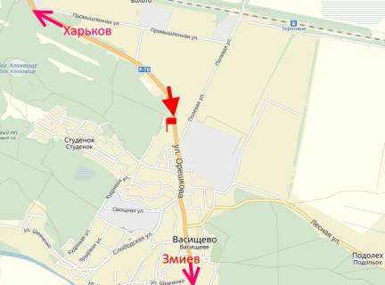 Білборд, Бігборд (Борд)  A у Васищеве, 3х6  сел. Васищеве біля АЗС Sun Oil - (у бік Змієва) схема