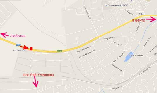 Білборд, Бігборд (Борд)  A у Пісочині Траса Київ-Харків-Довжанський біля АЗС WOG-сел. Пісочин-у бік Харкова схема