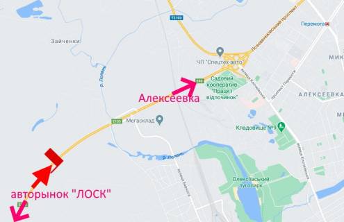 Билборд A в трасах Харкова, 3х6  Лозовеньківський пр-т-в р-ні вул. Підгірна-прапорець №2- у бік Олексіївки схема