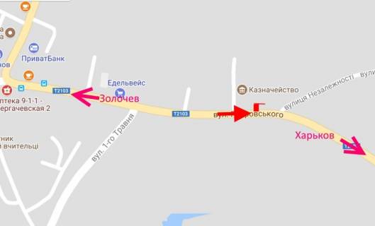 Билборд B в Дергачах, 3х6  Дергачі-вул. Сумський шлях-Казначейство-у бік Харкова схема