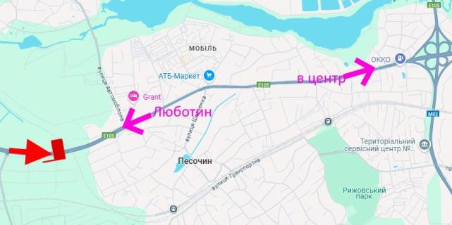 Билборд A в Харькове Естакада-сел.Пісочин-в'їзд у місто схема