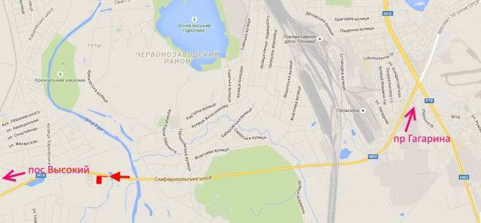 Білборд, Бігборд (Борд)  B у , , 3х6  Сімферопольське шоссе- сел. Карачевка- в ст. сел. високий схема