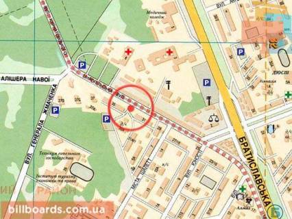 Білборд, Бігборд (Борд)  A у Києві Ринок "Юність" - вул. Миропільська, 35 / навпроти в'їзду на парковку ринку, магазин "півдюйма", ост. трамвая схема