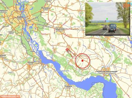 Билборд A в Київських трасах, 3х6  А/д Н-08 Бориспіль-Дніпро-Маріуполь 08, км 27+250 м, праворуч; напрямок руху з Києва, на під'їзді до Переяслава (15 км), оглядовість більше 1 км схема