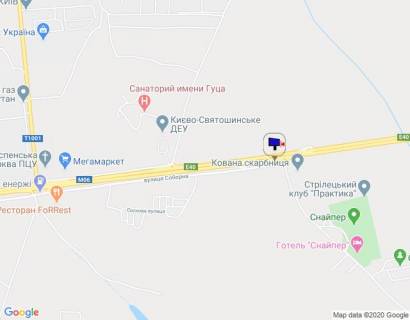 Билборд B в Капітанівке, 6х3  с. Капітанівка, траса М-06 "Київ-Чоп" (Житомир), км 23+820 ліво, за 1км до повороту на Ворзель та АЗС АМІС, на розвороті в бік Києва схема