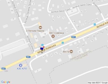Билборд B в Бровары м. Бровари, вул. Київська, 4, виїзд з м. Бровари у сторону Києва, перед перехрестям з вул. Єсеніна, 100м до АЗС КЛО схема