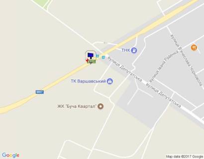 Білборд, Бігборд (Борд)  A у Бучі м. Буча, траса М-07, км 30+150 ліво, вул. Нове Шосе, перехрестя з вул. Депутатська, ЖК "Варшавський", ЖК "Буча-Квартал" схема