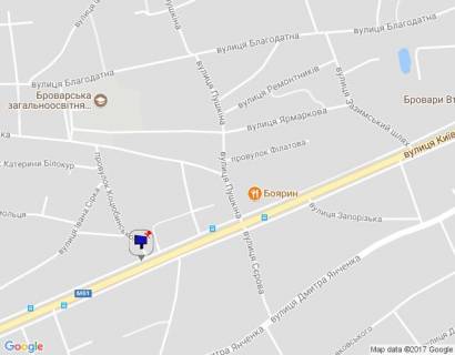 Билборд A в Бровары, 6х3  м. Бровари, вул. Київська, 69, за 150м до автобусної зупинки, за 590м до перехрестя з вул. Євгенія Зеленського, через 220м після повороту на вул. Сєрова та магазину "Фора" схема