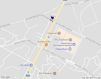 Билборд B в Бровары, 6х3   м. Бровари, вул. Київська, поворот на вул. Металургів, через 110м після ТРЦ "Термінал" та магазину "МегаМаркет", через 110м після АЗС "КЛО", через 265м після розвилки з вул. Павла Чубинського та вул. Симона Петлюри, через 415м після повороту на схема