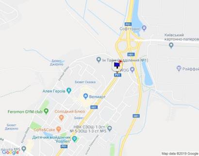 Білборд, Бігборд (Борд)  A у Обухові, 6х3  м. Обухів, вул. Київська, 125 / вул. Миру,1, в'їзд в м. Обухів з м. Києва, Українки, за 210м до ринку "Піщаний" схема