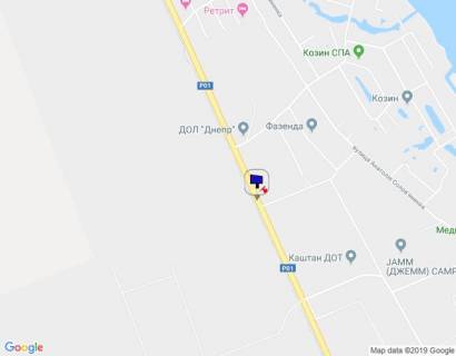 Билборд B в Козине, 6х3  Конча-Заспа, траса Р-01, км 32+150 право, поворот на с. П'ятихатки (вул. Анатолія Солов'яненка), за 150м до автобусної зупинки схема