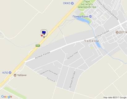 Билборд B в Чабаны с. Чабани, траса М-05 Київ-Одеса, км 16+090 право, за 710м до АЗС ОККО, через 240м після АЗС Marshal, верх схема