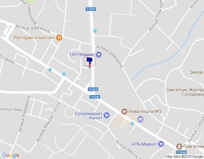 Билборд B в Василькове, 6х3  м. Васильків, вул. Декабристів, 1, 50 м від перехрестя з вул. Грушевського, навпроти ЕКО-Маркет схема