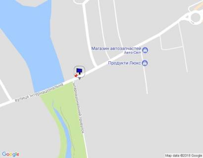 Билборд A в Умане, 6х3  м. Умань, вул. Інтернаціональна, навпроти будинку 117, перехрестя з Інтернаціональним провулком, за дамбою, за 100м до повороту на вул. Мічуріна, 180м до повороту на вул. Докучаєва, 260м до автобусної зупинки та повороту на вул. Вільямса схема