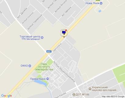 Билборд B в Чабаны, 6х3  с. Чабани, траса М-05 Київ-Одеса, км 14+735 ліво, в'їзд у с. Чабани, через 670м після Нової Лінії та магазину АТБ, за 210м до заїзду у МегаМаркет Гатне, за 355м до повороту на Гатне, Крюківщину, Вишневе схема