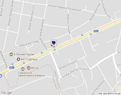 Билборд B в Бровары, 6х3  м. Бровари, вул. Київська, 29, навпроти автобусної зупинки, через 60м після перехрестя з вул. Євгенія Зеленського, через 350м після магазину "Фора", через 370м після перехрестя з вул. Єсеніна, через 450м після АЗС "КЛО" схема