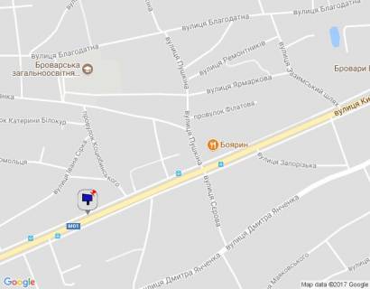 Білборд, Бігборд (Борд)  A у Бровари, 6х3  м. Бровари, вул. Київська, 59, за 50м до автобусної зупинки, за 490м до перехрестя з вул. Євгенія Зеленського, через 320м після повороту на вул. Сєрова та магазину "Фора" схема