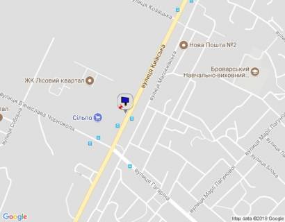 Билборд B в Бровары, 6х3  м. Бровари, вул. Київська, 294, біля магазину "Сільпо", навпроти автобусної зупинки, через 140м після перехрестя з вул. Гагаріна та вул. В'ячеслава Чорновола схема