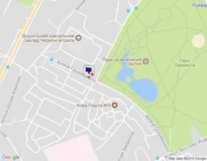 Билборд B в Бровары, 6х3  м. Бровари, вул. Грушевського, 15А, біля автобусної зупинки, через 30м після повороту на вул. Героїв Небесної Сотні та Парку Перемоги схема