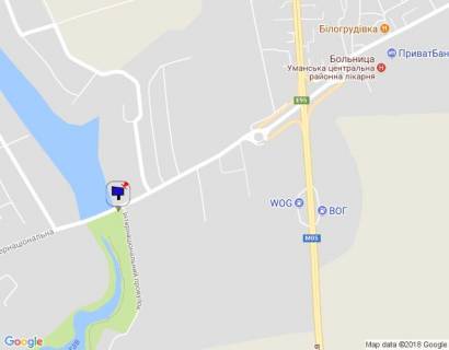 Білборд, Бігборд (Борд)  B у Умані, 6х3  м. Умань, вул. Інтернаціональна, перехрестя з Інтернаціональнім провулком, перед дамбою, через 160м после повороту на вул. Мічуріна, 240м после повороту на вул. Докучаєва, 320м после автобусної зупинки та повороту на вул. Вільямса, за 290м до схема