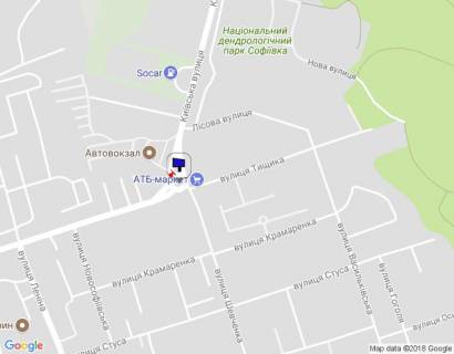 Билборд B в Умане, 6х3  м. Умань, розв'язка з вул. Київська, вул. Тищика та вул. Шевченка (клумба), біля Автовокзалу, навпроти магазину АТБ, за 200м до АЗС SOCAR схема