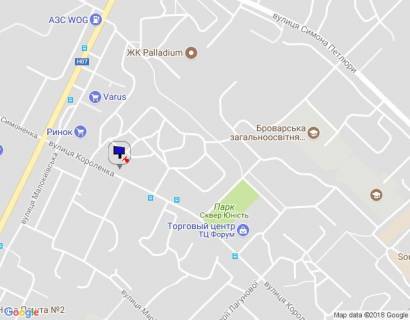 Билборд A в Бровары, 6х3  м. Бровари, вул. Чорних Запорожців, 68, за 190м до розвилки з вул. Київська та вул. Василя Симоненка, за 40м до автобусної зупинки схема