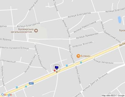 Билборд A в Бровары, 5,9х2,9  м. Бровари, вул. Київська, 80, за 150м до повороту на вул. Сєрова та магазину "Фора" схема