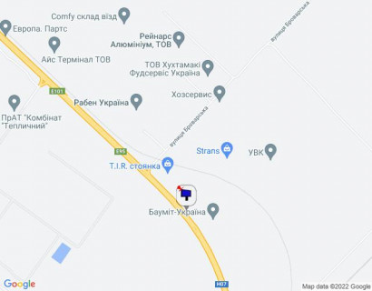 Білборд, Бігборд (Борд)  B у Калинівка, 6х3  с. Калинівка, траса М-01 "Київ-Чернігів-Нові Яриловичі", км 34+550 право, об'їзд м. Бровари, за 100м до Бауміт-Україна, через 250м після повороту на вул. Броварська та Рабен Україна схема