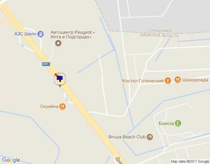 Билборд A в Подгорцах, 6х3  Дніпровське шосе, траса Н-01 "Київ-Знам'янка", км 25+700 право, відділ продажу ЖК "Парк Лейк Сіті", через 580м після розв'язки на с. Креничі, через 250м після АЗС Shell схема