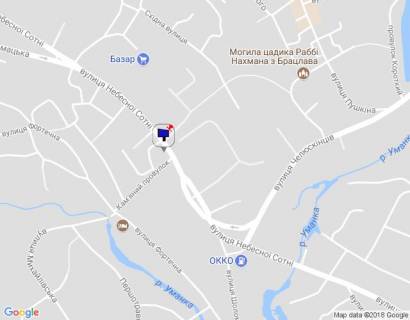 Білборд, Бігборд (Борд)  A у Умані м. Умань, вул. Небесної Сотні, 40, поворот на вул. Колгоспна, поворот на провулок Кам'яний, через 215м після розв'язки з вул. Челюскінців та вул. Шолом-Алейхема, через 275м після АЗС ОККО схема