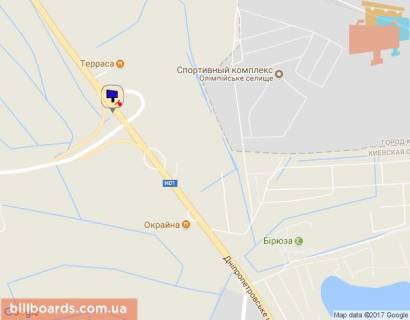 Білборд, Бігборд (Борд)  B у Київських трасах, 12х3  Новообухівська траса, перед поворотом на c. Кренічі, Ходосіївку, км 25 + 100 право схема