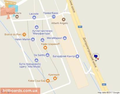 Билборд A в Ходосовке, 12х3  Дніпровське шосе, траса Н-01 "Київ-Знам'янка", км 23+950 ліво, за 300м до повороту на с. Ходосівку та АЗС UPG, навпроти ТЦ "МегаМаркет", правий схема